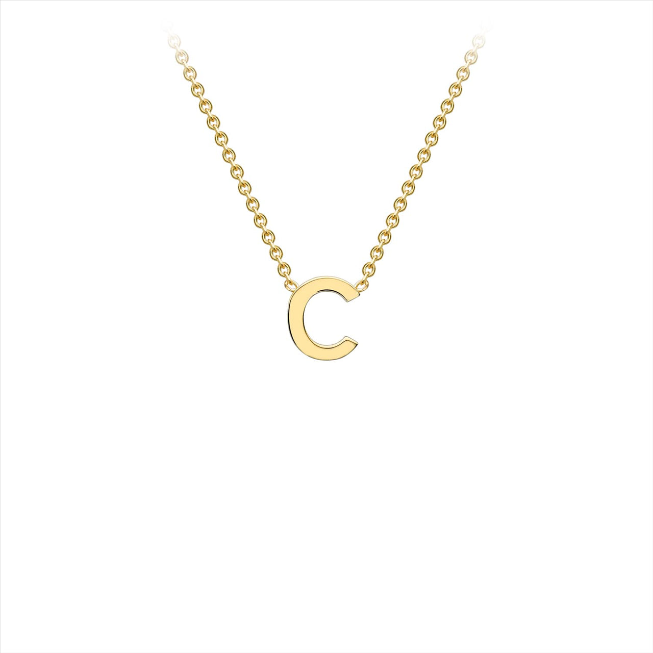 9K Yellow Gold 'C' Initial Adjustable Necklace 38cm-43cm