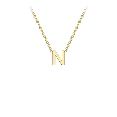 9K Yellow Gold 'N' Initial Adjustable Necklace 38cm-43cm