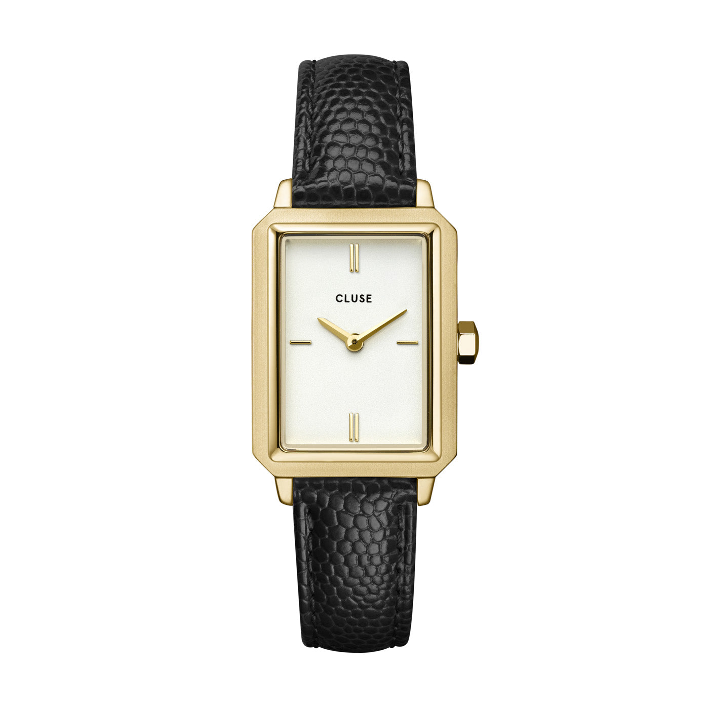 CLUSE Fluette Gold White/Black Lizard Leather Watch