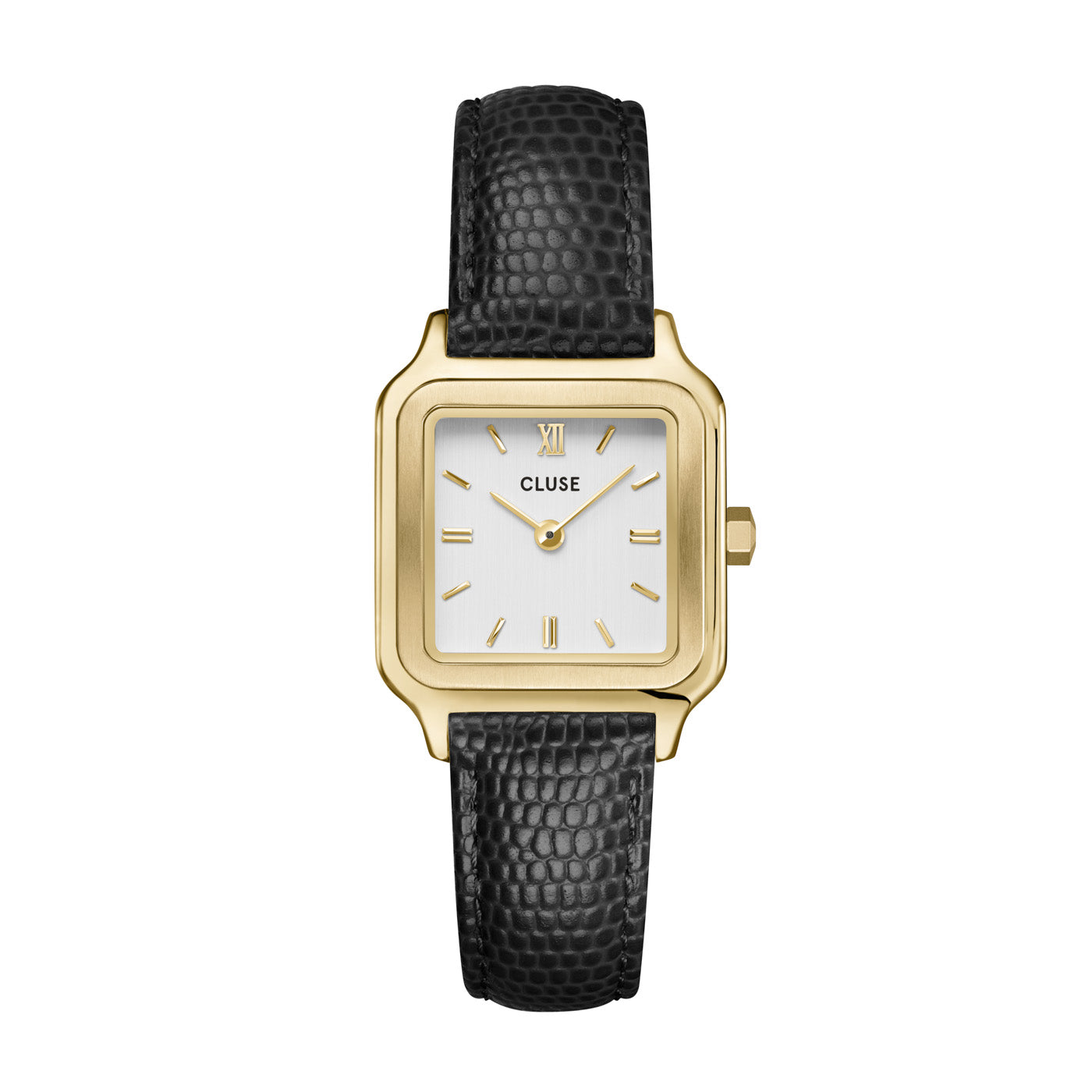 CLUSE Gracieuse Petite Gold/Gold Black Lizard Leather Watch