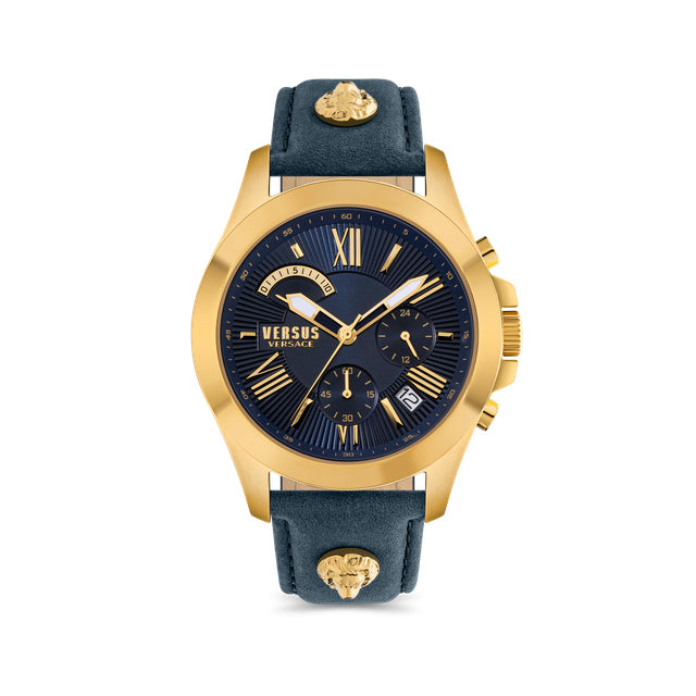 Versus By Versace Chrono Lion Blue Leather