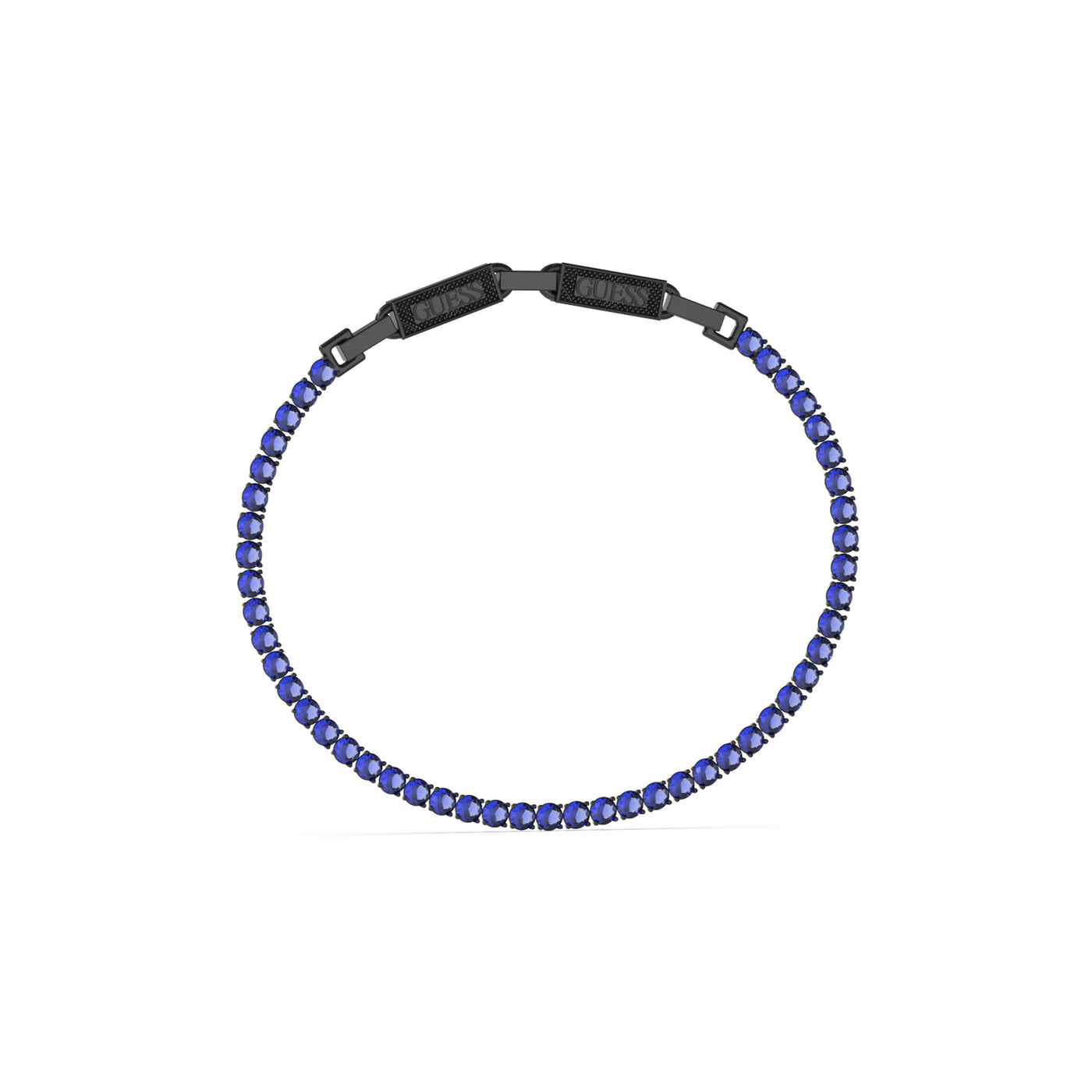 Blue Crystal Tennis Bracelet Logo Black Buckle