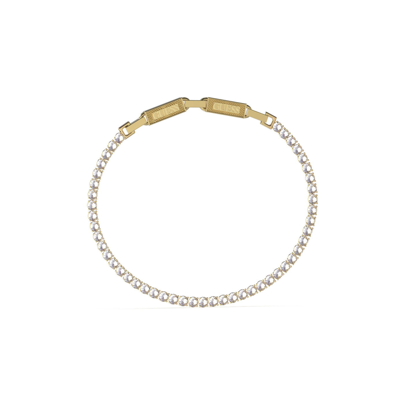 White Crystal Tennis Bracelet Logo Gold-Tone Buckle