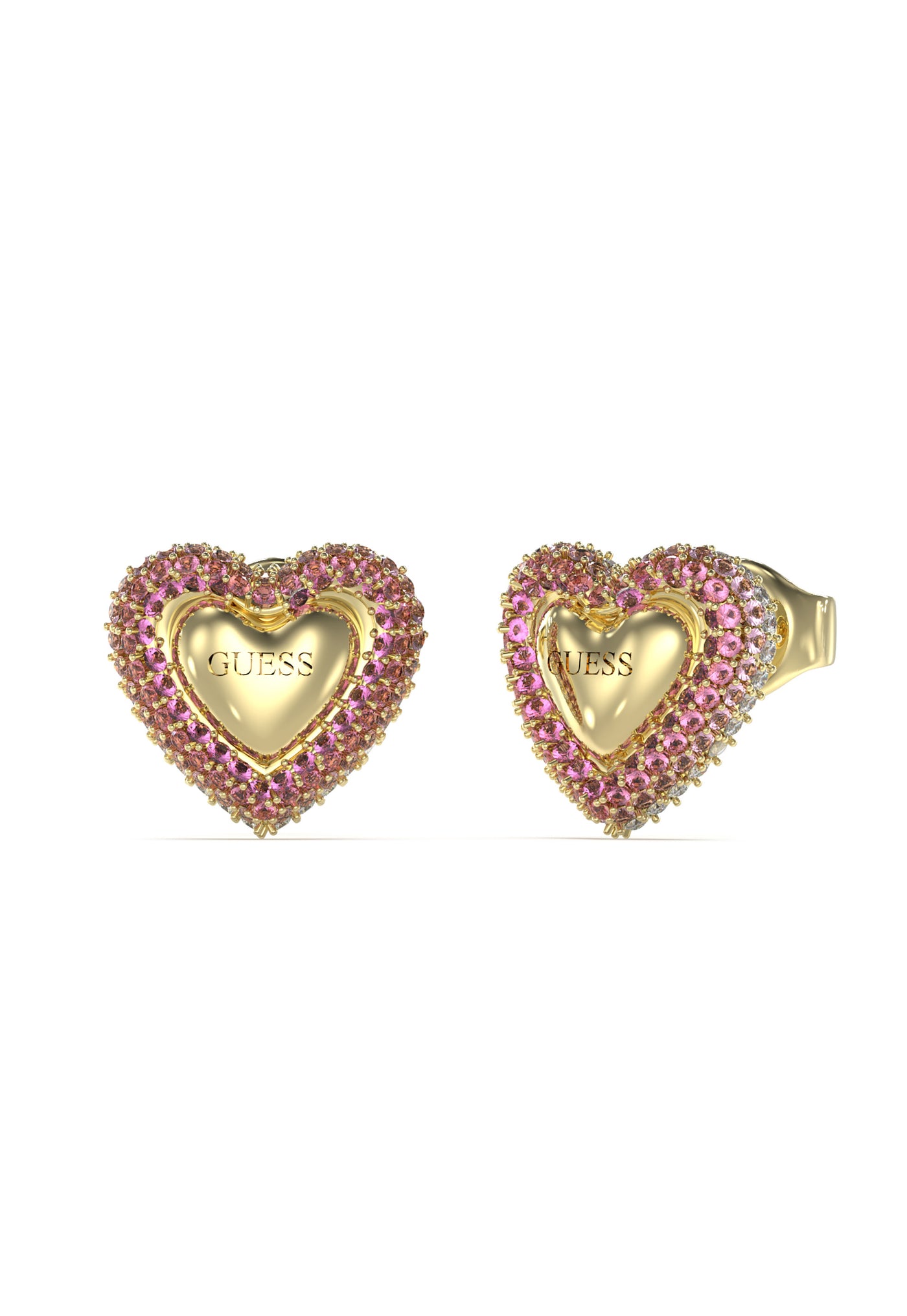 Guess Ladies 13mm Pave Heart Studs