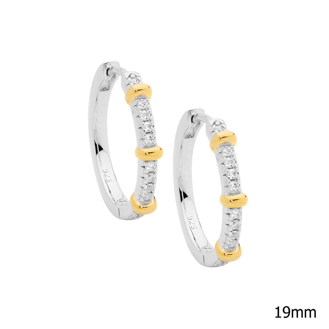 Sterling Silver Hoop earrings with 3 times gold plated Bands
