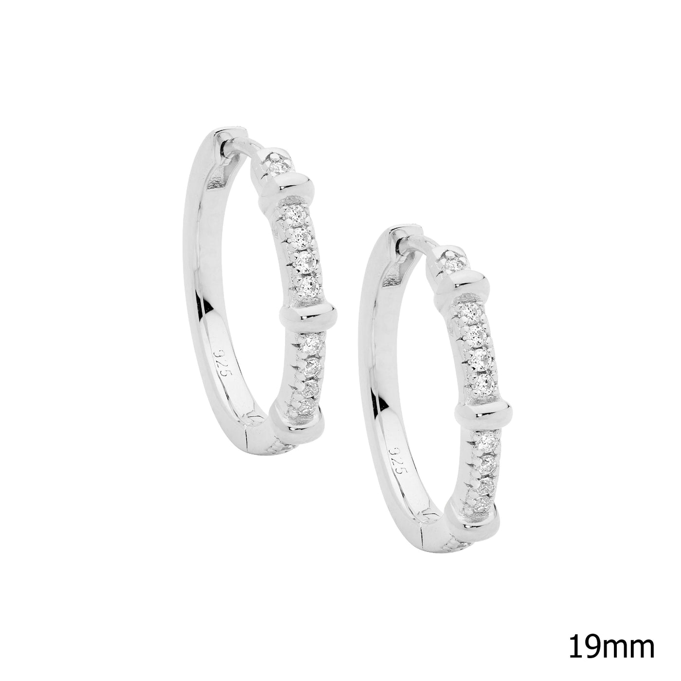 Sterling Silver CZ Hoop with 3 band